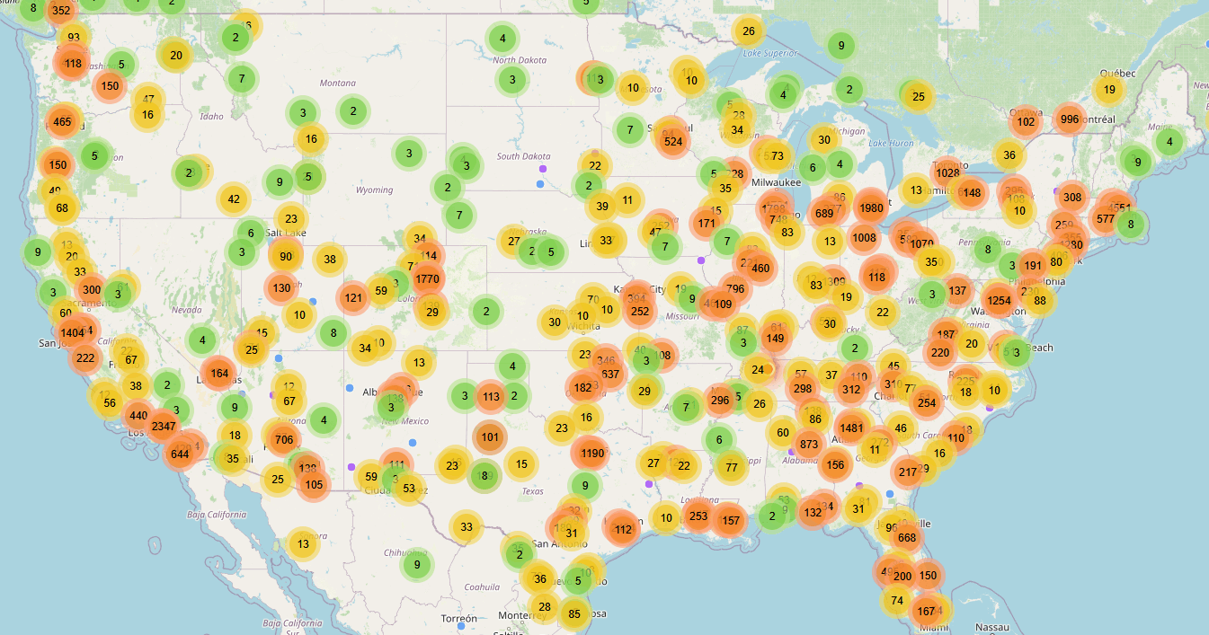 black and white outline of continental USA map